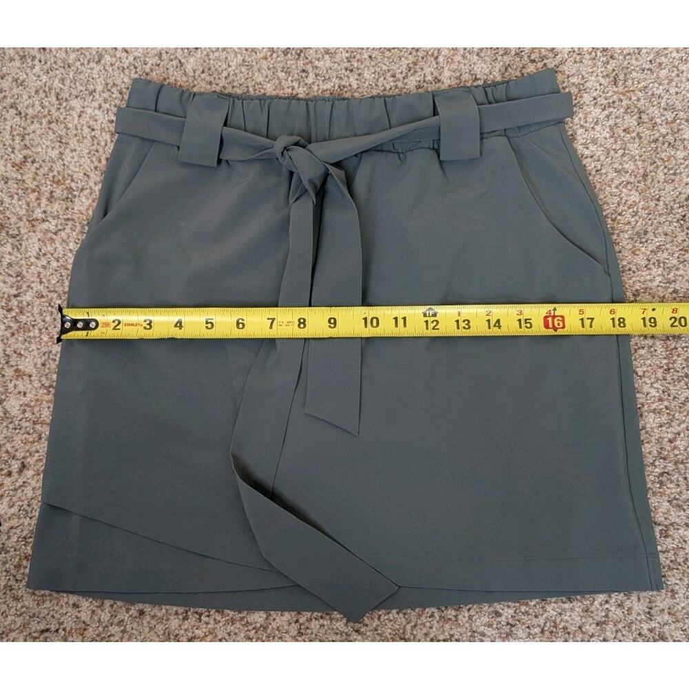 Athleta Skort Shorts Womens S Skyline Paper Bag Tie Elastic Waist Olive Green - Picture 7 of 9